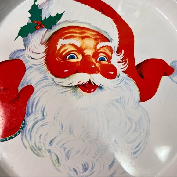 Vintage Christmas Cookie Metal Round Tray - Picture 2 of 8